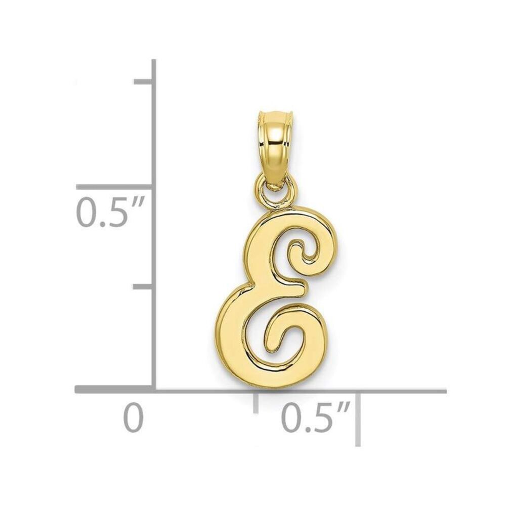 10k Yellow Gold Polished E Script Initial Charm - image 8